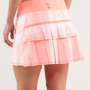 NWOT Tall LULULEMON Pace Setter Pleated Skirt Gingham Coral Running Golf Tennis